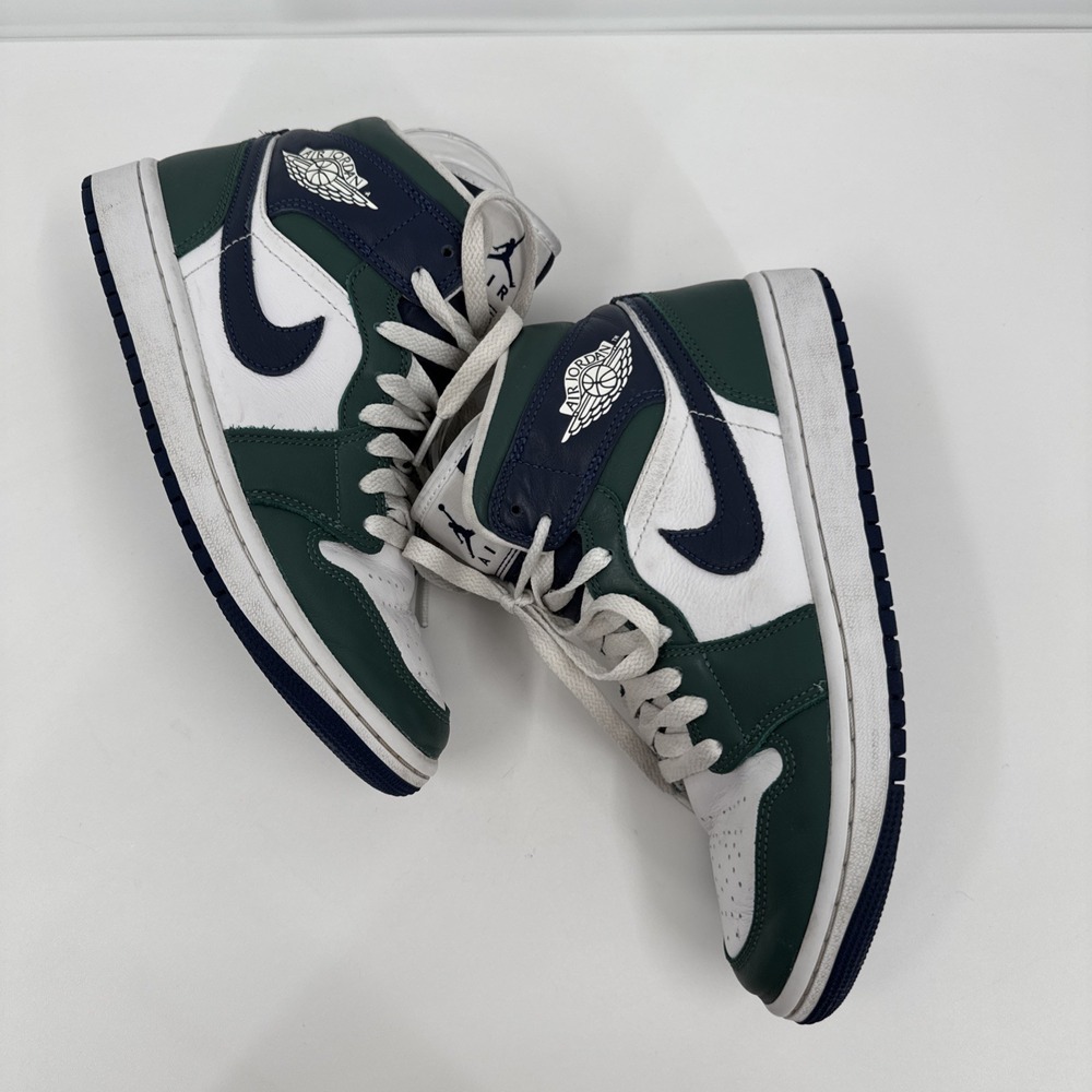Nike YS Air Jordan 1 Mid SE Noble Green Navy Blue 7.5" DZ5326-300 - Picture 2 of 10